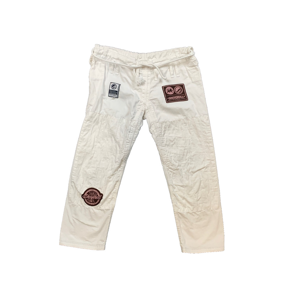 Shoyoroll Gi Pants Adult A1F Fitted Slim White Cotton Drawstring Jiu Jitsu BJJ